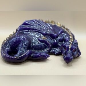 Majestic Purple Dragon Candle Red eyes Large 8” long